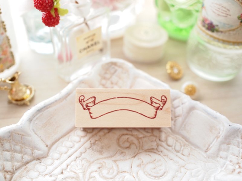 Photo1: Banner Wood Mounted Rubber Stamp From Cui (1)