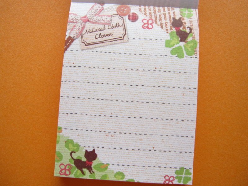 Photo1: Kawaii Cute Mini Memo Pad Kamio Japan *Natural Cloth Clover (96639)