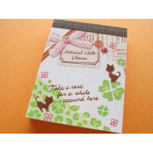 Photo: Kawaii Cute Mini Memo Pad Kamio Japan *Natural Cloth Clover (96639)