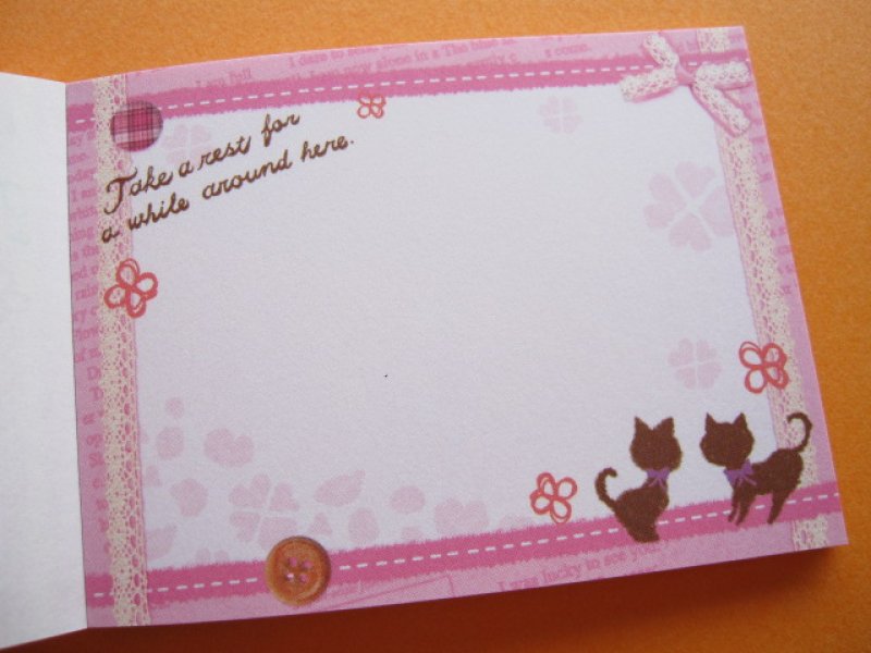 Photo2: Kawaii Cute Mini Memo Pad Kamio Japan *Natural Cloth Clover (96639)