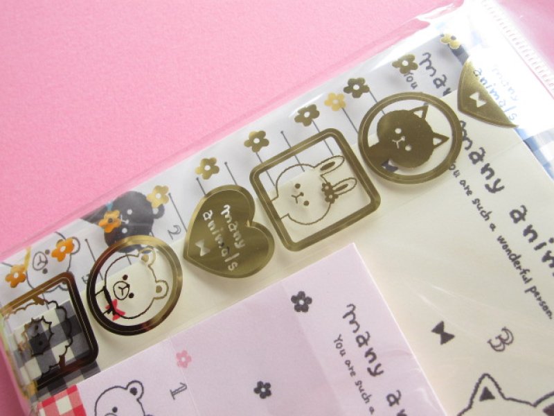 Photo1: Kawaii Cute Mini Letter Set Crux *many animals (01699)