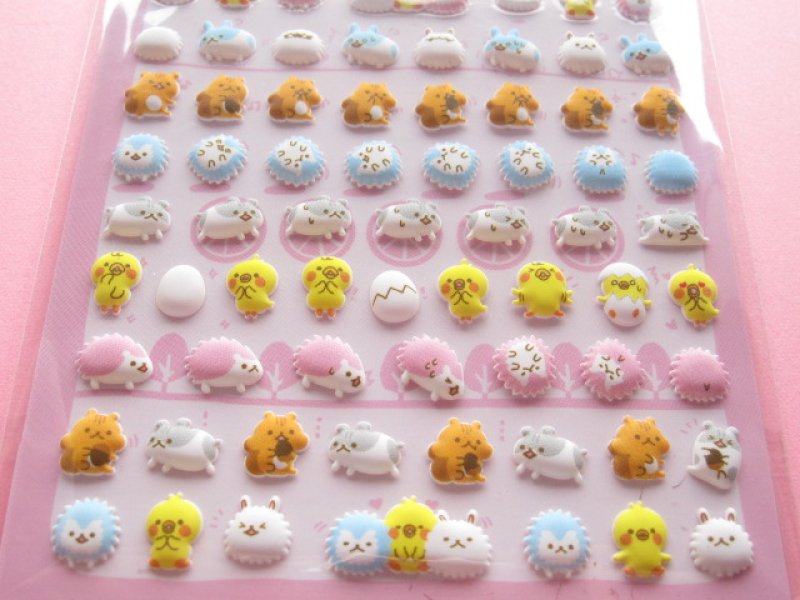 Photo2: Kawaii Cute Puffy Stickers Sheet Crux *chima chima friends (05006)