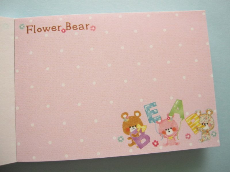 Photo2: Kawaii Cute Mini Memo Pad Crux *Flower Bear (29024)