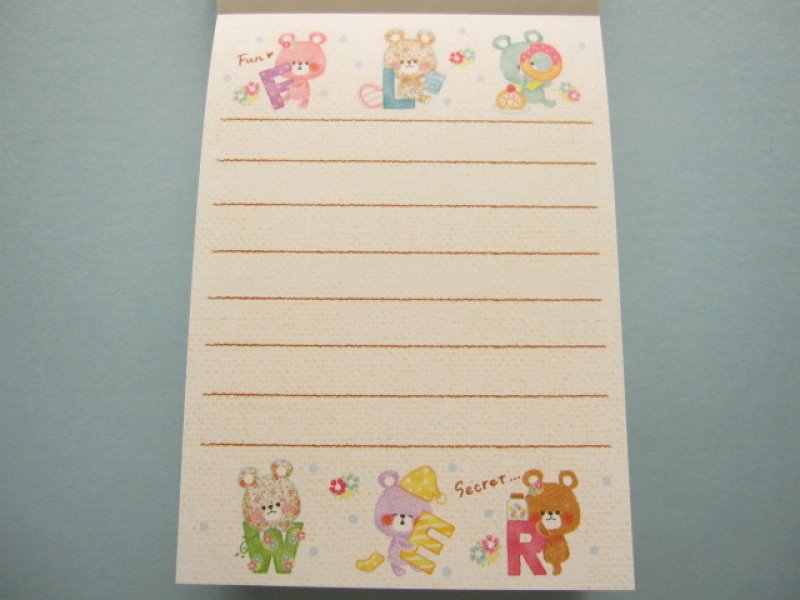 Photo1: Kawaii Cute Mini Memo Pad Crux *Flower Bear (29024)