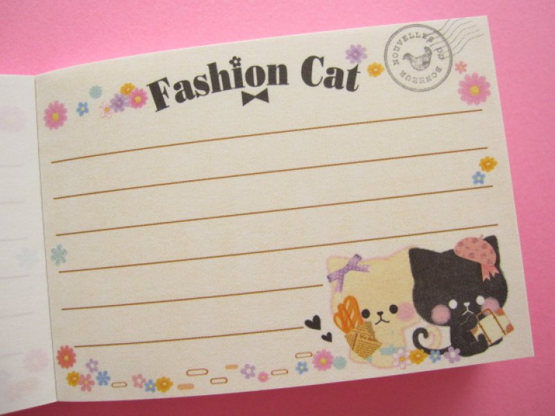 Photo1: Kawaii Cute Mini Memo Pad Crux *Fashion Cat (28699)