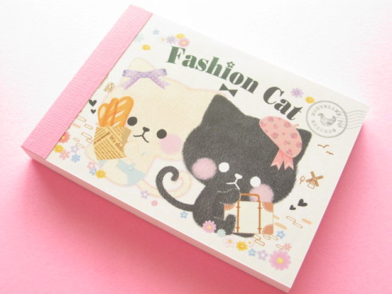 Photo1: Kawaii Cute Mini Memo Pad Crux *Fashion Cat (28699) (1)