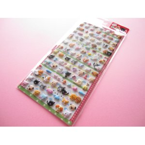 Photo: Kawaii Cute Puffy Sticker Sheet Q-LiA *Petit Dog & Cat (91420)