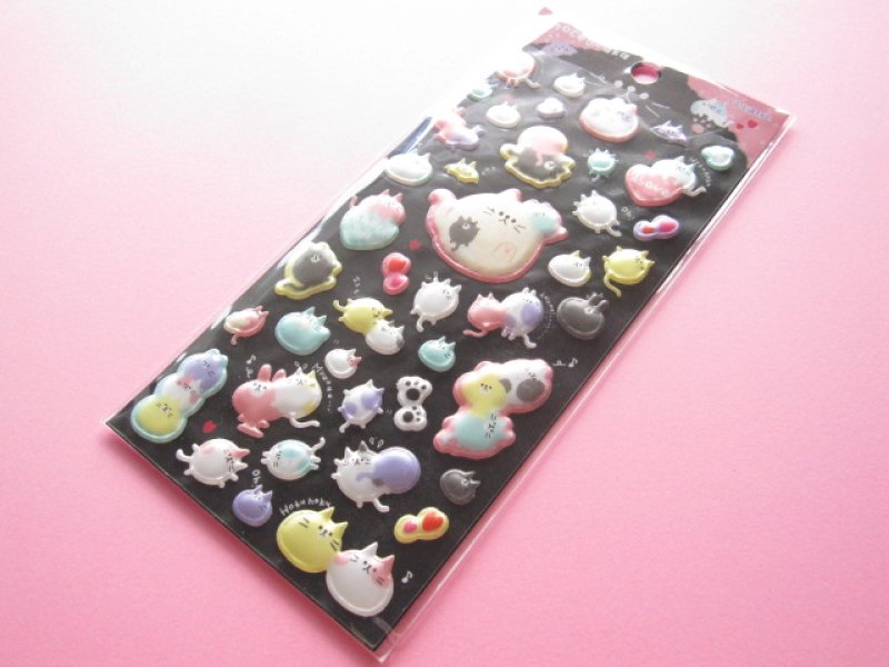 Photo1: Kawaii Cute Puffy Sticker Sheet Q-LiA *Choco Maca (91412) (1)