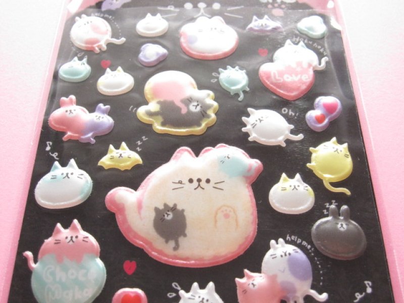 Photo1: Kawaii Cute Puffy Sticker Sheet Q-LiA *Choco Maca (91412)