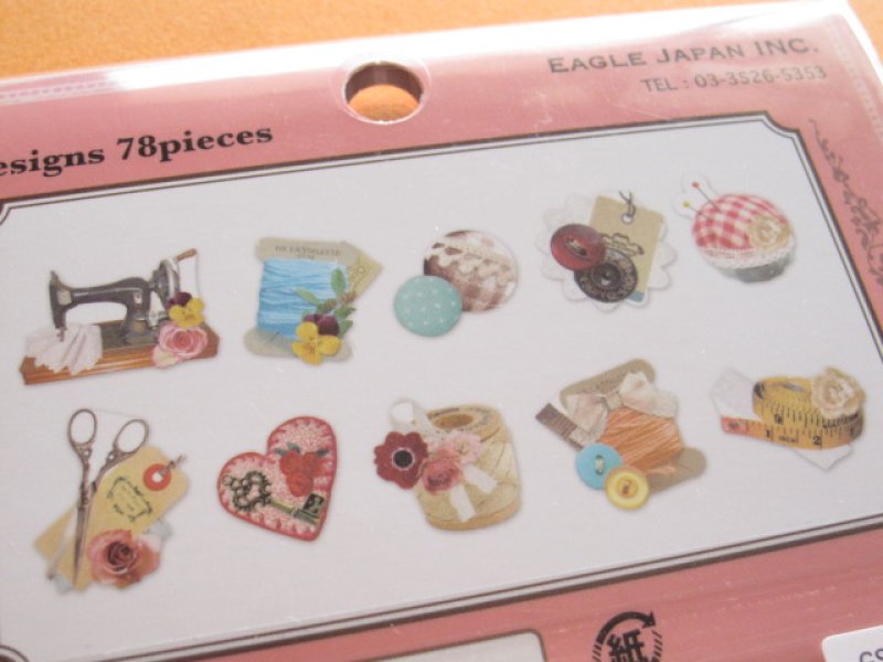 Photo2: Gallery Seal Sticker Flakes Sack Eagle Japan *Sewing (GS356)