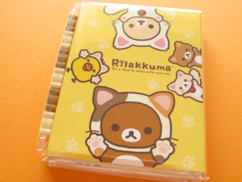 Photo1: Kawaii Cute Mini Memo Pad w/ Erasers Set San-x *Rilakkuma もっと♪のんびりネコ (MW05601) (1)
