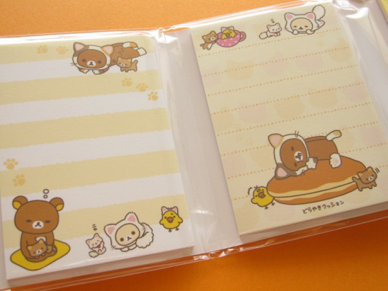 Photo2: Kawaii Cute Mini Memo Pad w/ Erasers Set San-x *Rilakkuma もっと♪のんびりネコ (MW05601)