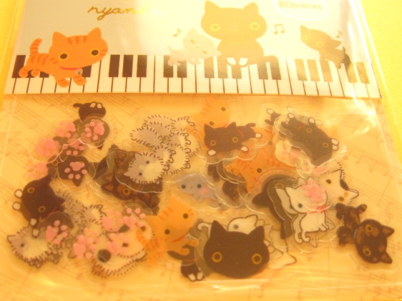 Photo1: Seal Bits Kawaii Cute Sticker Flakes Sack San-x *Kutusita Nyanko (SE28806)