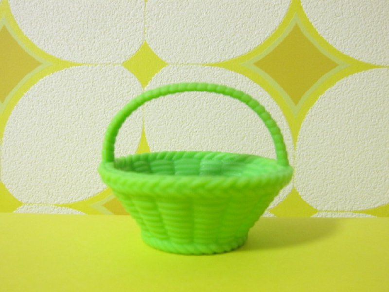 Photo1: Miniature Plastic Basket *Green (1)