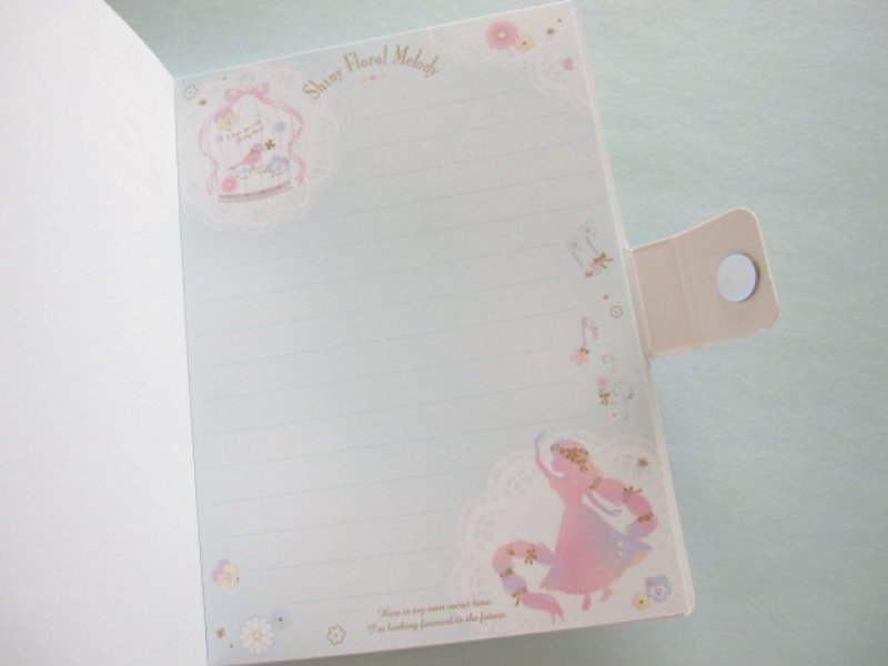 Photo3: Kawaii Cute Large Memo Pad Q-LiA *Shiny Floral Melody (00549)