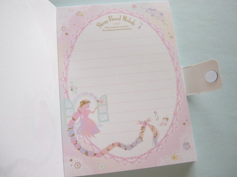 Photo2: Kawaii Cute Large Memo Pad Q-LiA *Shiny Floral Melody (00549)