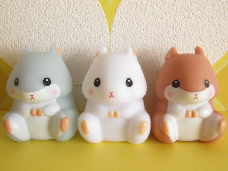 Photo1: 3 pcs Kawaiil Cute Korohamu Koron Mini Figure Dolls Set *Bluish gray, White & Brown