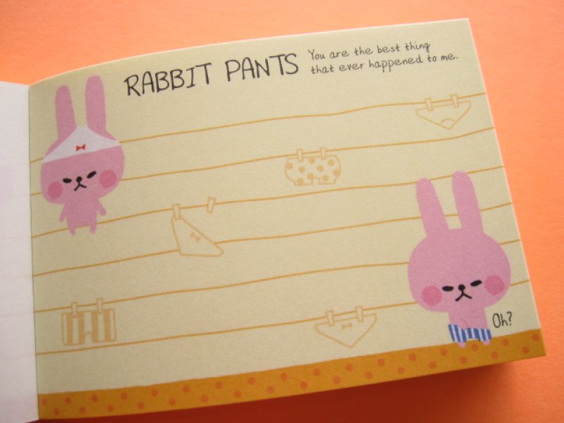 Photo1: Kawaii Cute Mini Memo Pad Kamio Japan *Rabbit Pants (10113)