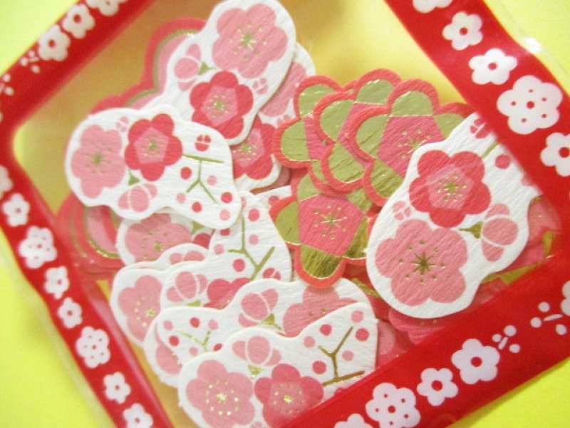 Photo2: Japanese Sticker Flakes Sack P-work *梅 Plum (03)