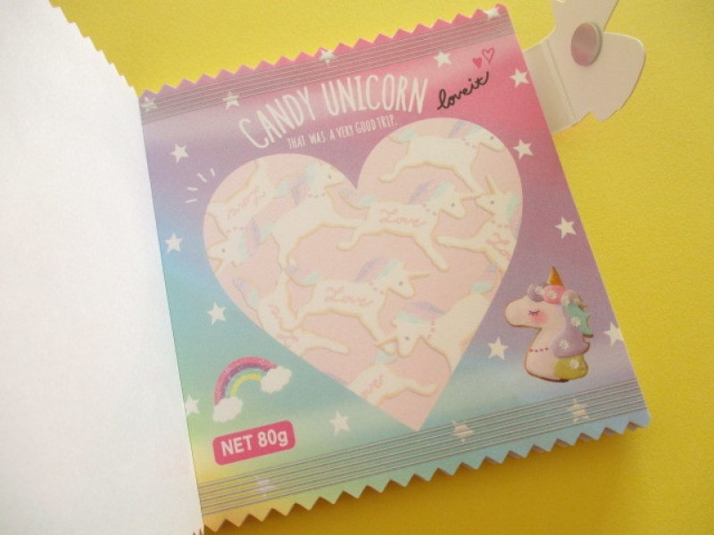 Photo1: Kawaii Cute Delicafe Collection Medium Memo Pad Q-LiA *Candy Unicorn (30329)