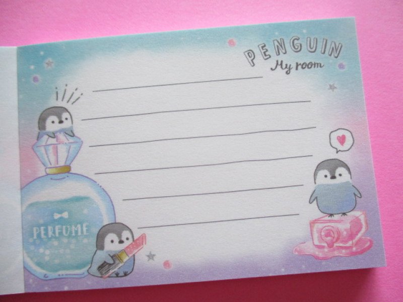 Photo1: Kawaii Cute Mini Memo Pad Crux *Penguin My Room (55680)