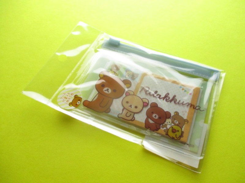 Photo1: Kawaii Cute Mini Sticky Memo Pad with Clear Case Set San-x *Rilakkuma (MW53801) (1)