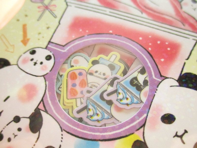 Photo1: Kawaii Cute Sticker Flakes Sack Kamio Japan *Mochi Mochi Panda (24544)