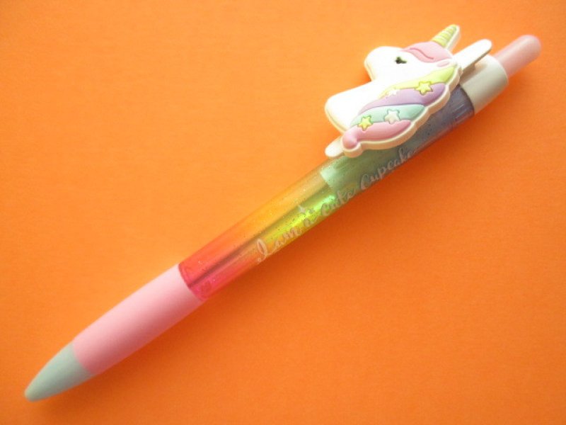 Photo1: Kawaii Cute Rubber Mascot Mechanical Pencil Q-LIA *Unicorn Rainbow (44178) (1)