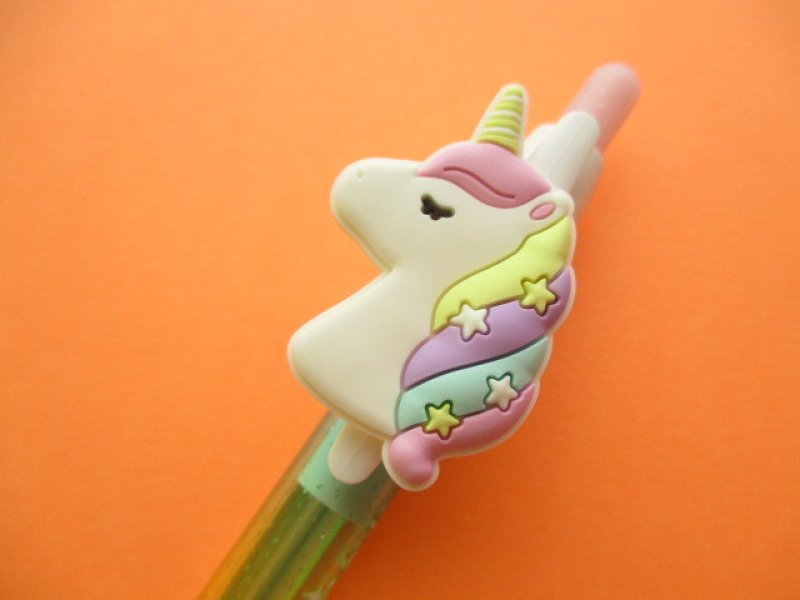 Photo1: Kawaii Cute Rubber Mascot Mechanical Pencil Q-LIA *Unicorn Rainbow (44178)