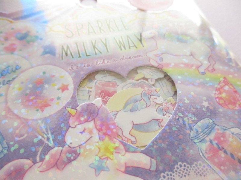 Photo1: Kawaii Cute Sticker Flakes Sack Crux *Sparkle Milky Way (73005)