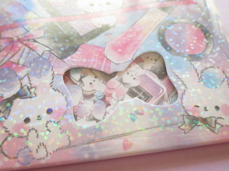 Photo1: Kawaii Cute Sticker Flakes Sack Crux *Fluffy Rabbits (73001)