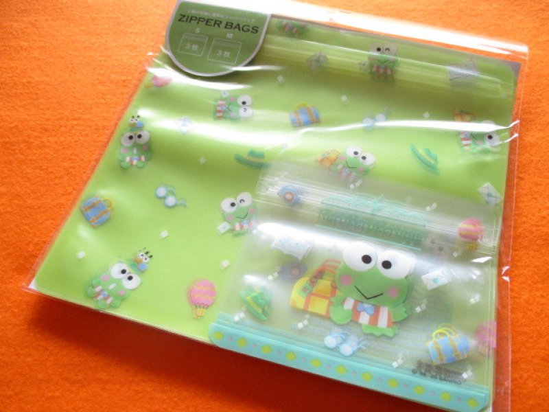Photo1: ６pcs Kawaii Cute Zipper Bags Set Sanrio Original *Kerokerokeroppi (25464-9) (1)