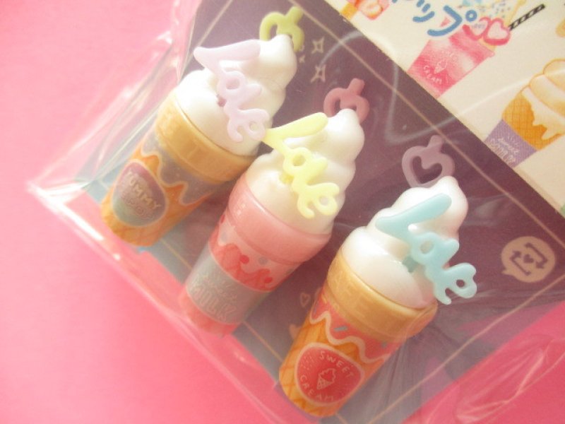 Photo2: 3 pcs Kawaii Cute Parody Pencil Caps Set Crux *Yummy Ice (56792)