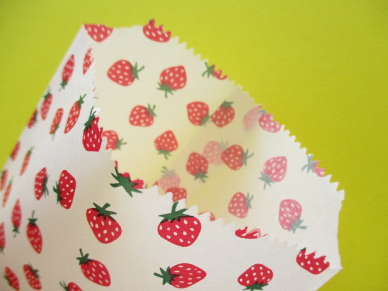 Photo3: 10 pcs Kawaii Cute Strawberry Design Flat Paper  Bags Set *Size M