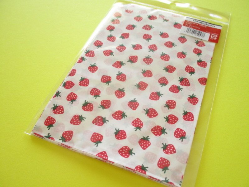 Photo1: 10 pcs Kawaii Cute Strawberry Design Flat Paper  Bags Set *Size M (1)