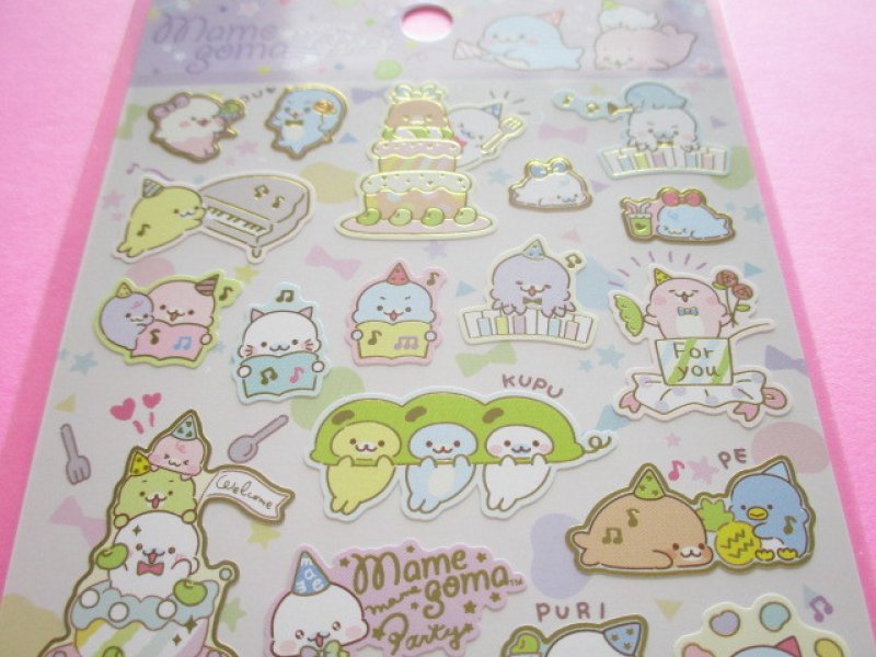 Photo1: Kawaii Cute Sticker Sheet Mamegoma San-x *Mame Party (SE47201)