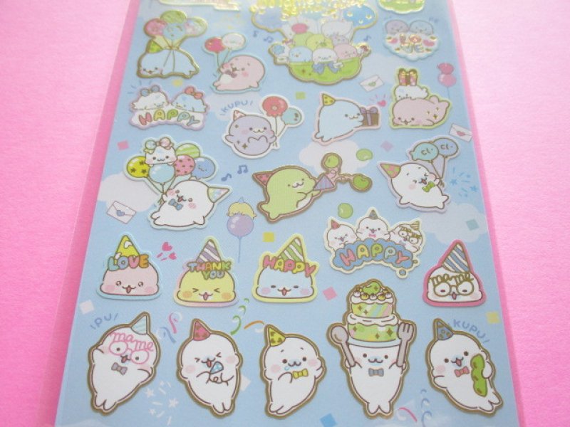 Photo2: Kawaii Cute Sticker Sheet Mamegoma San-x *Mame Party (SE47101)