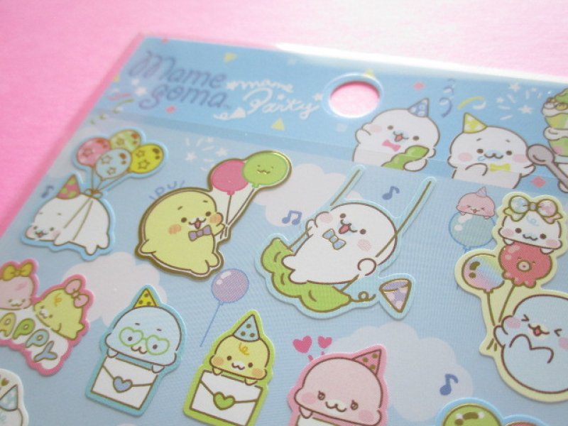 Photo3: Kawaii Cute Sticker Sheet Mamegoma San-x *Mame Party (SE47101)