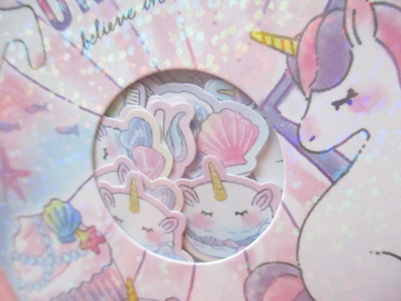 Photo1: Kawaii Cute Sticker Flakes Sack Crux *Manine Unicorn (73060)