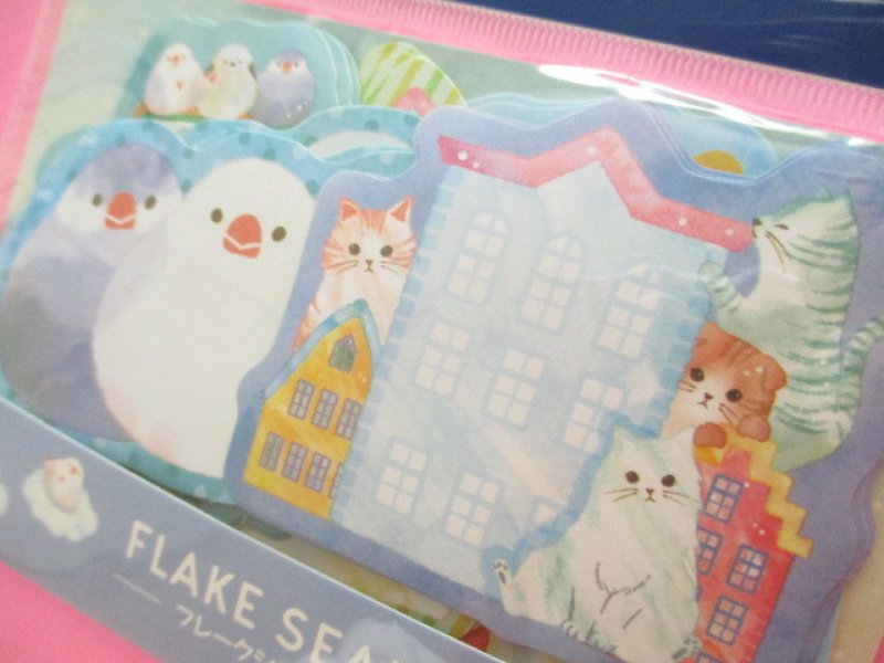 Photo1: Kawaii Cute Write in Sticker Flakes Sack Synapse Japan *Town & Cafe (SJI-32613)