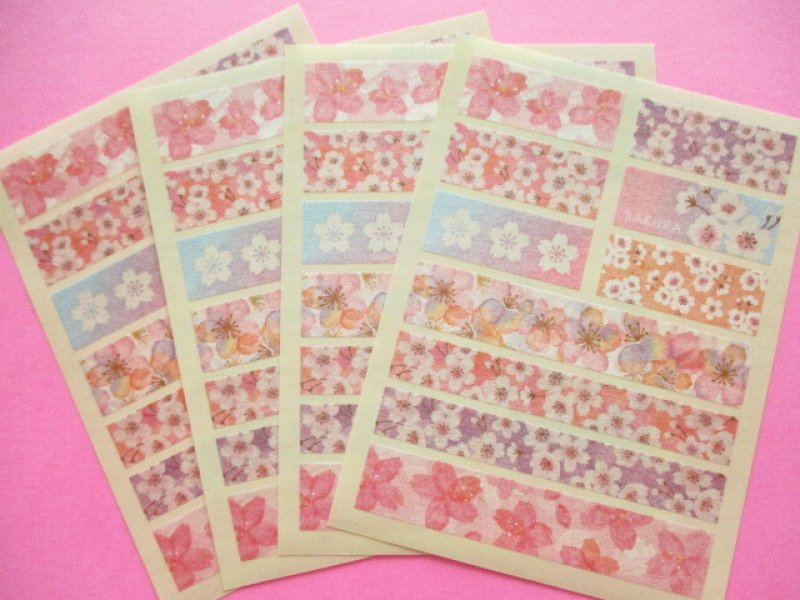 Photo1: Beautiful Masking Stick Seals Stickers Set Kyowa *Cherry blossom Sakura (62-A16)