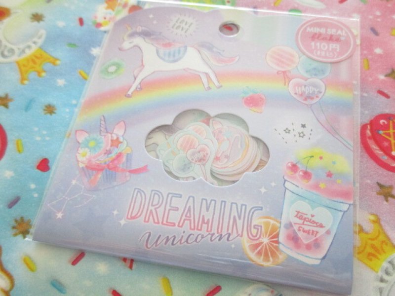 Photo1: Kawaii Cute Sticker Flakes Sack Crux *Dreaming Unicorn (473103) (1)