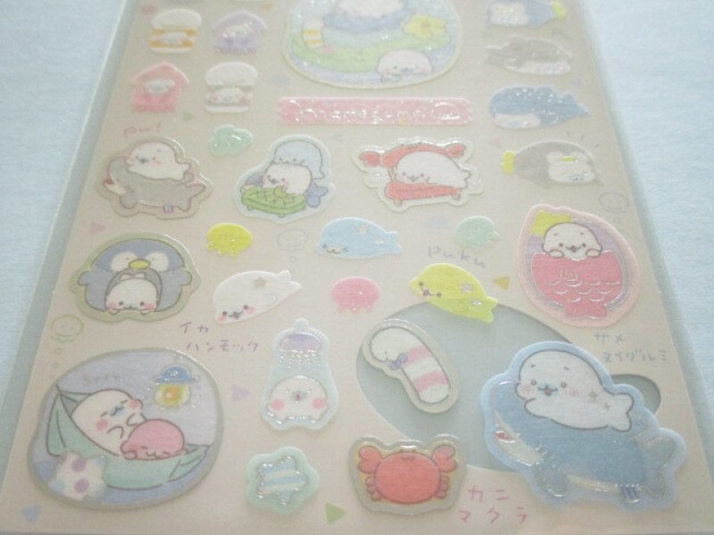 Photo2: Kawaii Cute Stickers Sheet Mamegoma San-x *Feel the Sea at Home (SE50601)