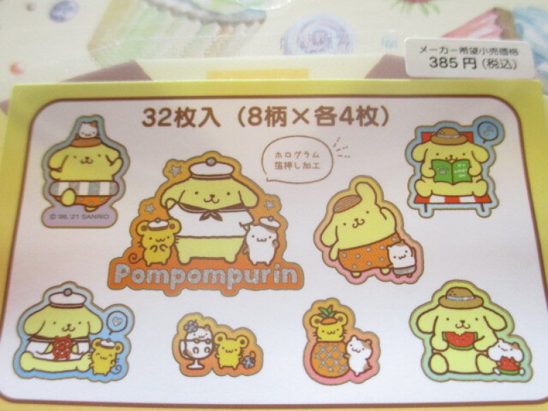 Photo2: Kawaii Cute T-shirt Summer Sticker Flakes Sack Sanrio Original *POMPOMPURIN (60770-3)