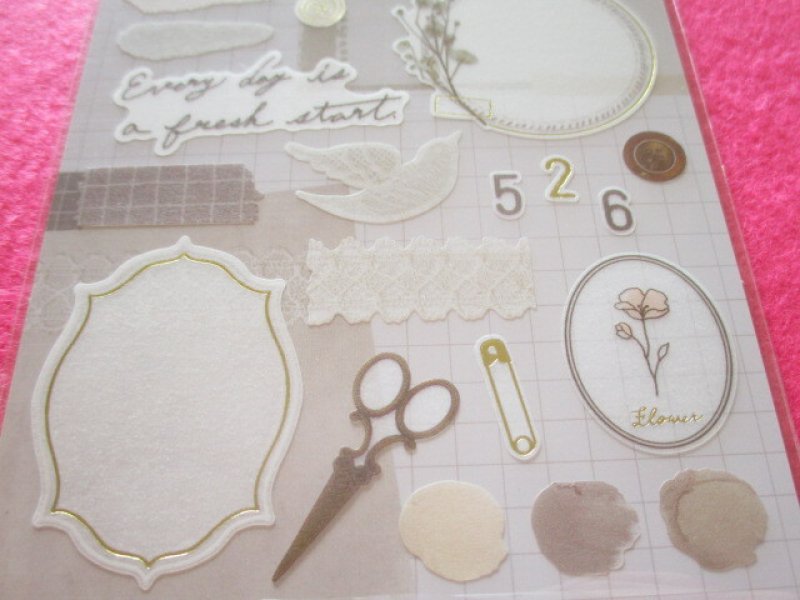 Photo2: Kawaii Cute Libre Collage Stickers Sheet Q-LiA *Ivory (80772)