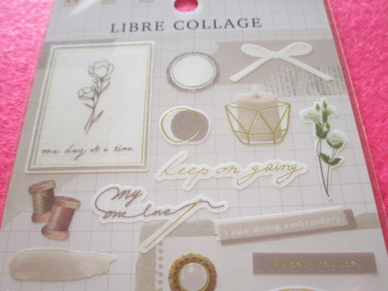 Photo1: Kawaii Cute Libre Collage Stickers Sheet Q-LiA *Ivory (80772)
