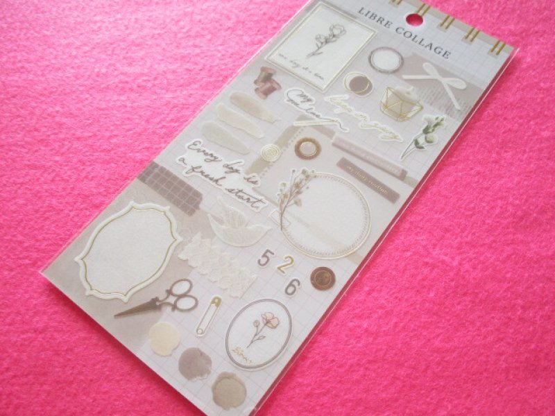 Photo1: Kawaii Cute Libre Collage Stickers Sheet Q-LiA *Ivory (80772) (1)