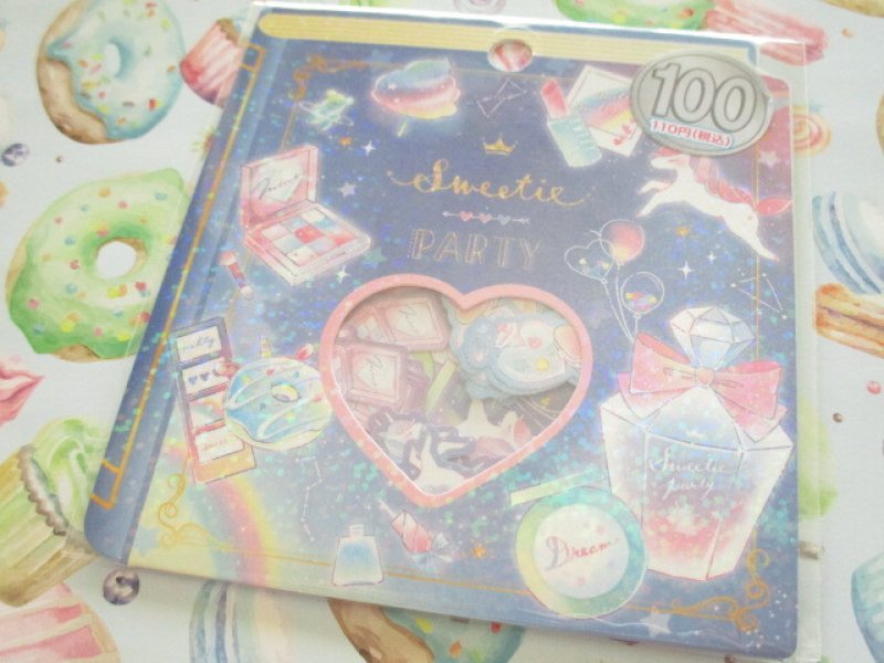 Photo1: Kawaii Cute Sticker Flakes Sack Kamio Japan *Sweetie Party (201367） (1)