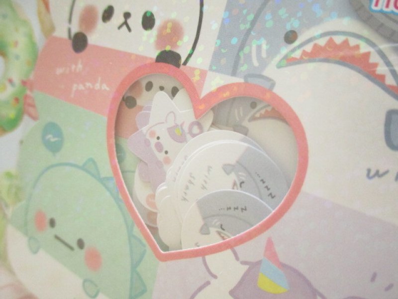 Photo1: Kawaii Cute Sticker Flakes Sack Kamio Japan *with you animal (201363）