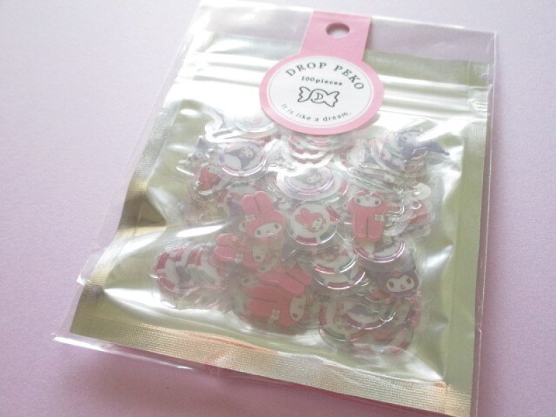 Photo1: Kawaii Cute Drop Peko Sticker Flakes Sack Sanrio *My Melody & Kuromi (73083) (1)